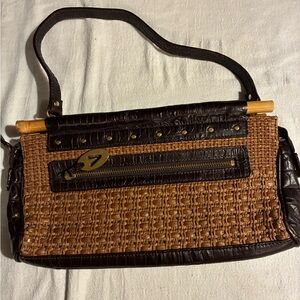 Vanessa Colorful interior‎ Zip Closure Purse w Leather Strap Handle